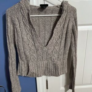 Deep V Pullover sweater with Hood